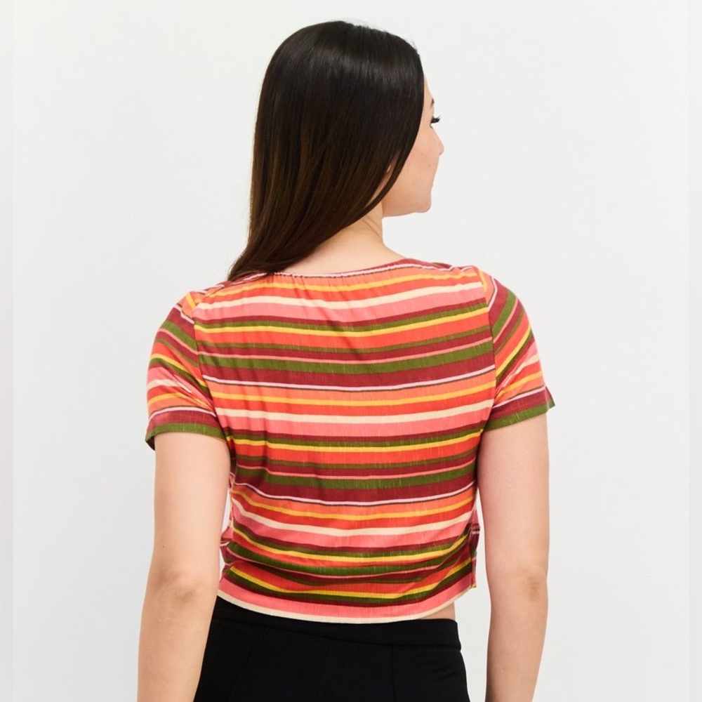 NEW BCBGeneration Striped Multicolor Button-Up‎ Top - Picture 2 of 10